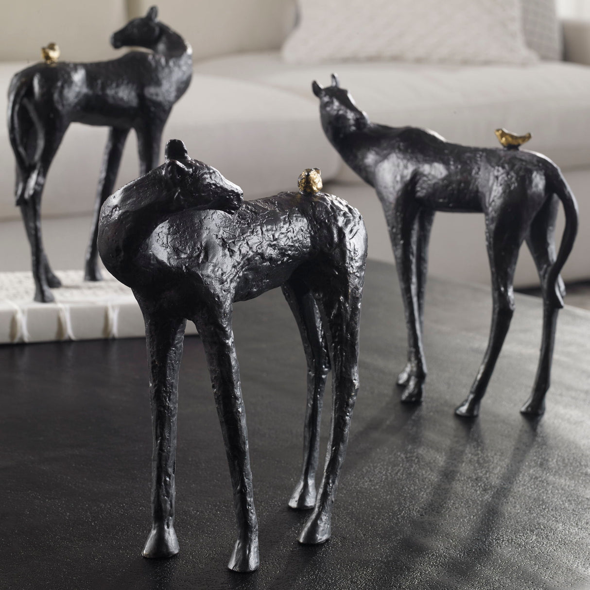 Hello Friend - Horse Sculpture - Black