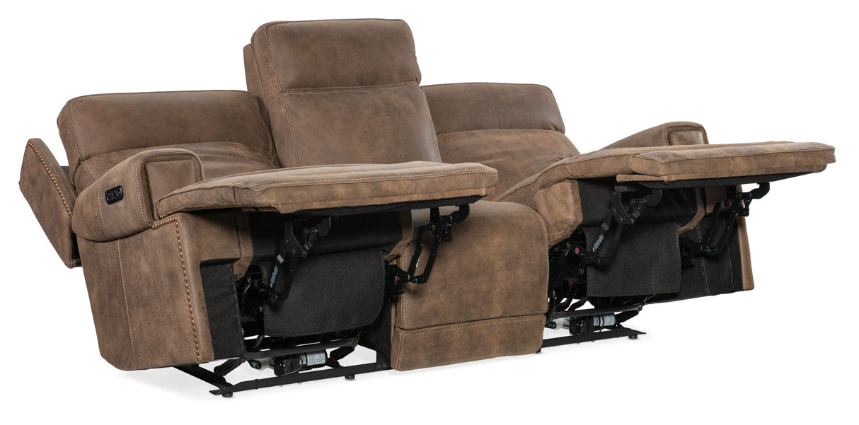 MS - Wheeler Power Sofa With Power Headrest - Dark Brown