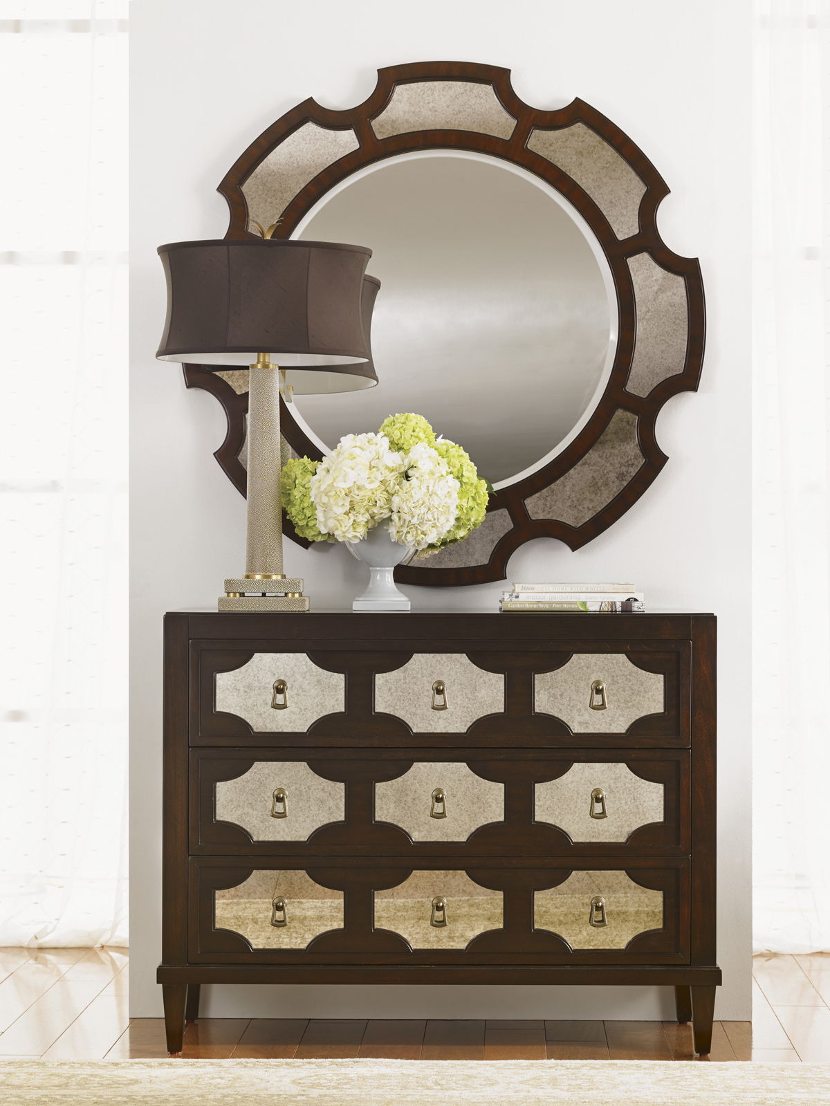 Kensington Place - Del Mar Round Mirror - Dark Brown