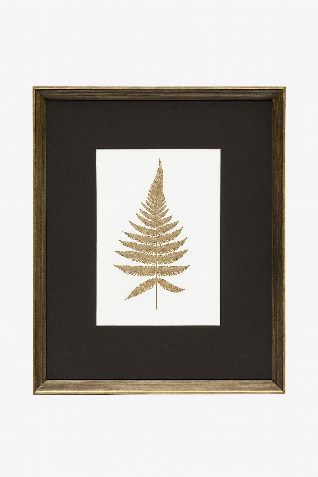Antique Fern III Framed Print - Gold / White / Brown