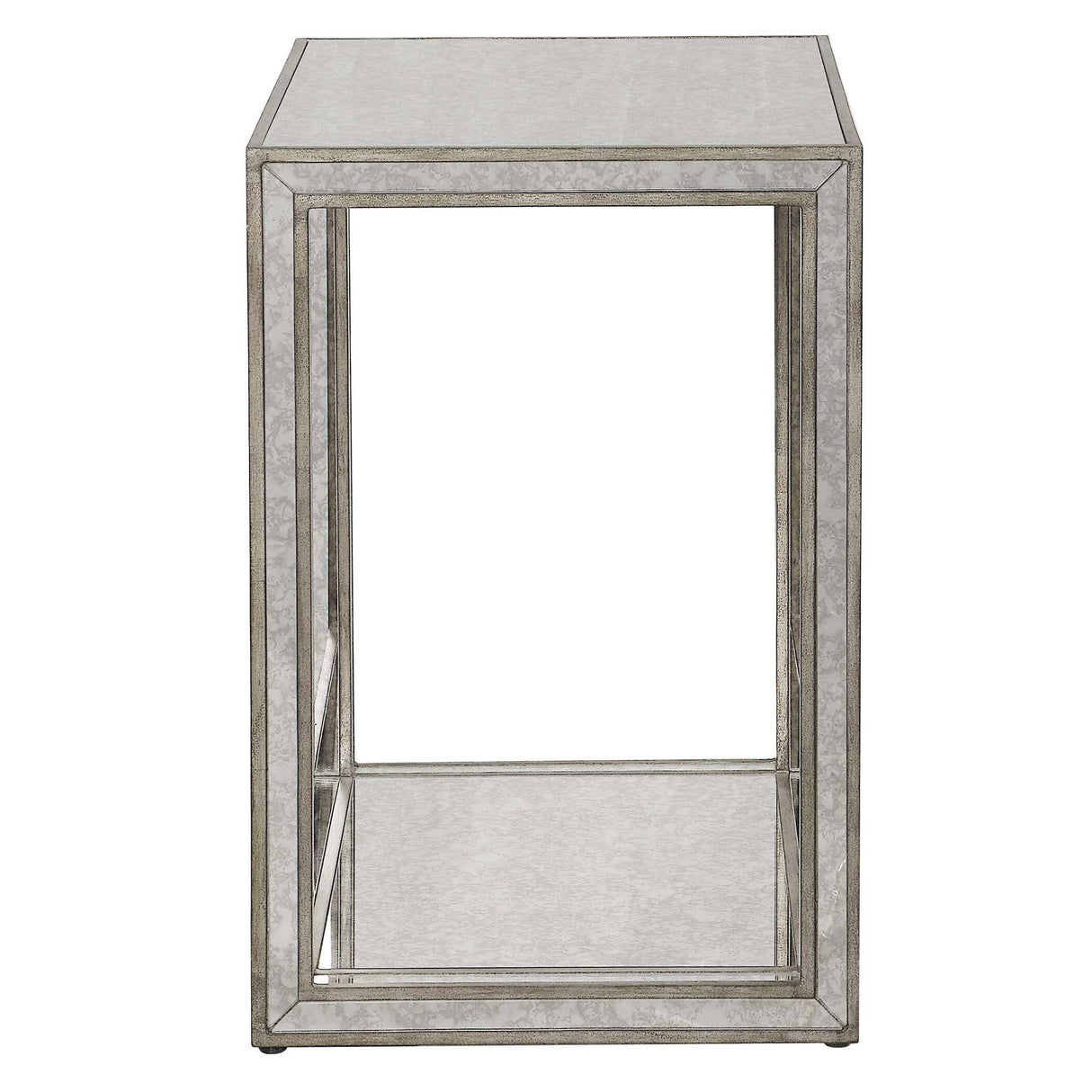 Julie - Mirrored End Table - Pearl Silver