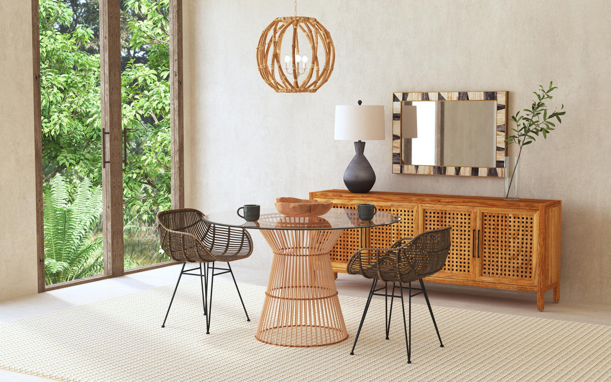 Ryanne - Arm Dining Chair (Set of 2) - Dark Rattan / Black