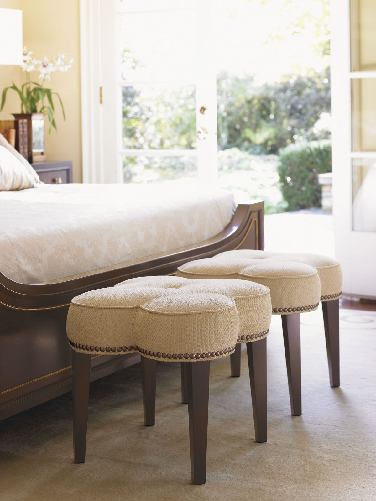 Lexington Upholstery - Pampelonne Ottoman - Beige / Dark Brown