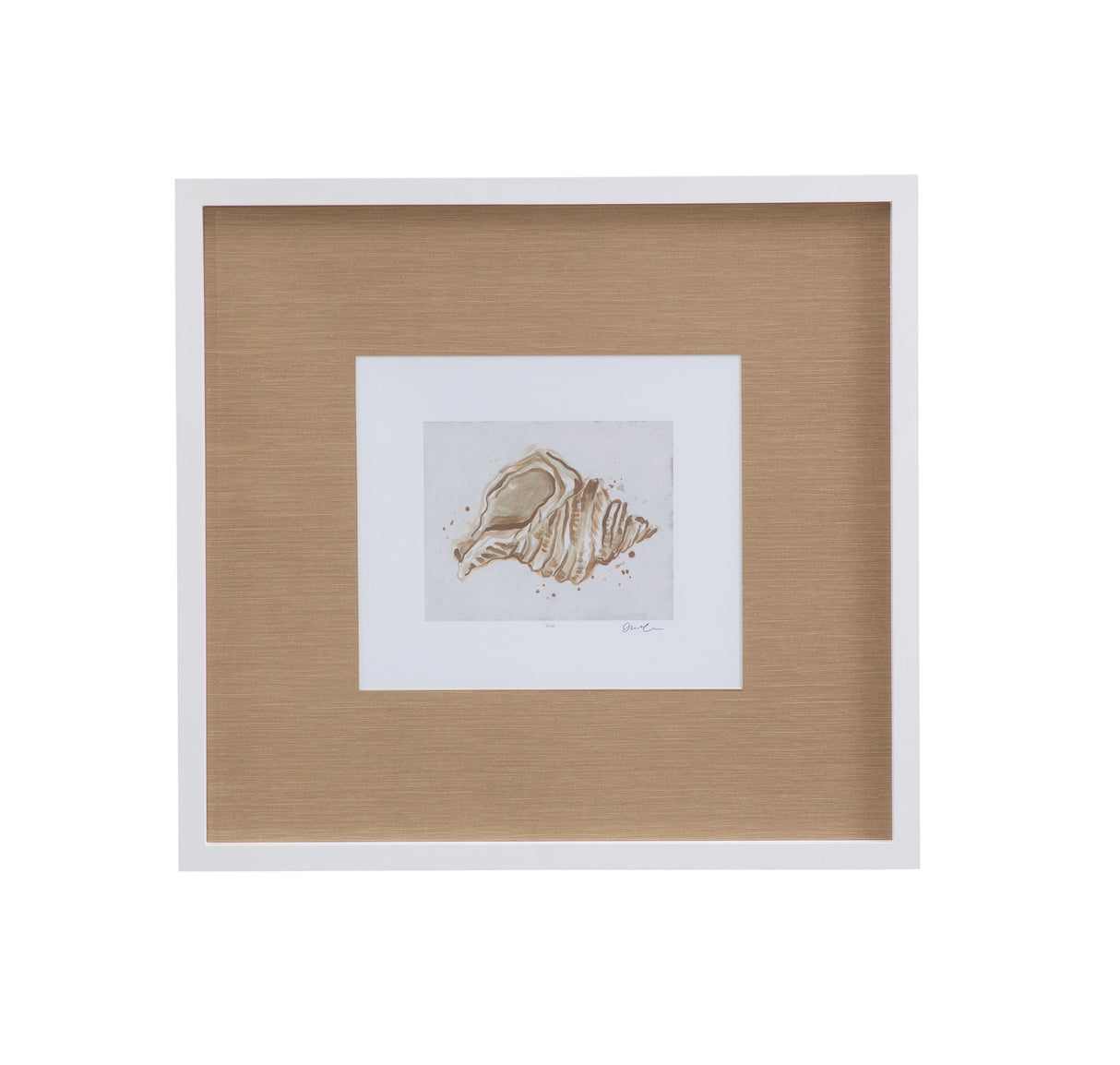 Neutral Shell Fresco II Framed Print - Light Brown / White