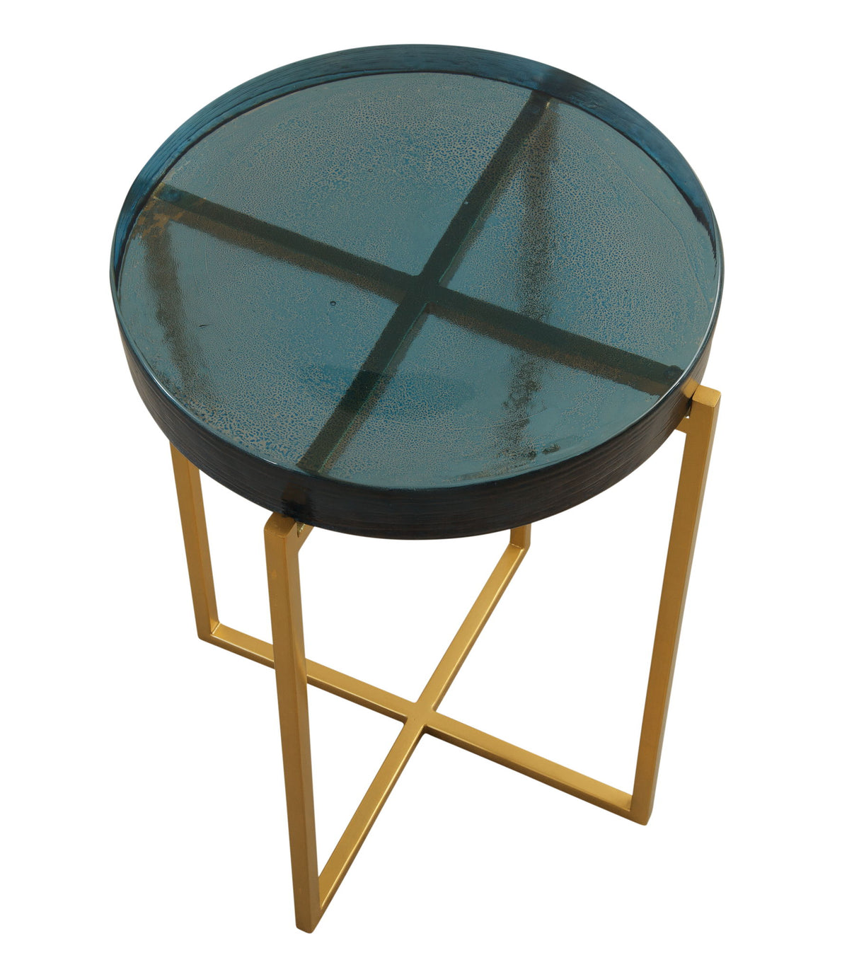 Marilee - Accent Table - Deep Blue / Sleek Brushed Gold