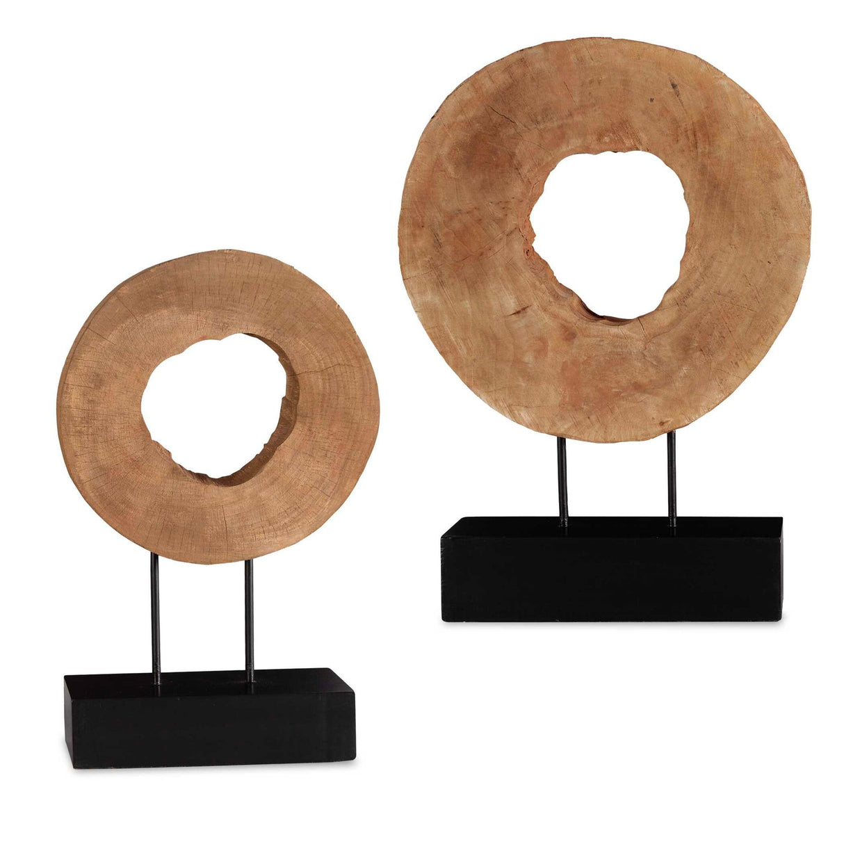 Ashlea - Wooden Sculptures, Set Of 2 - Light Brown & Black