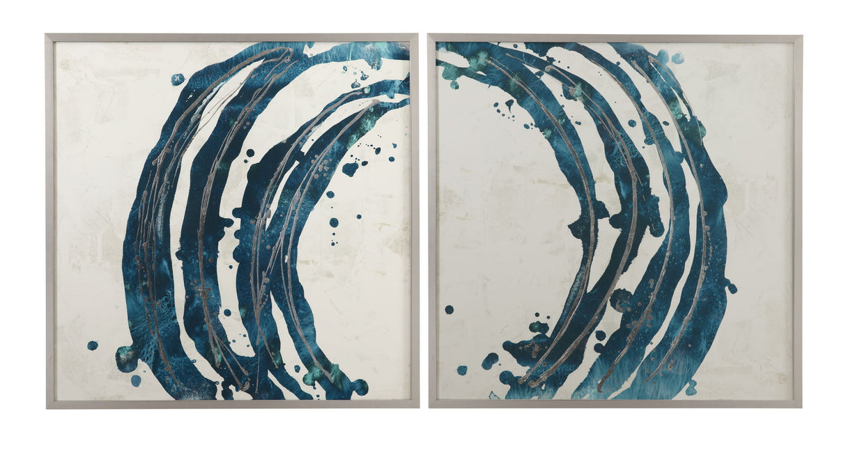 Embellished Blue Circle II Framed Print - Blue