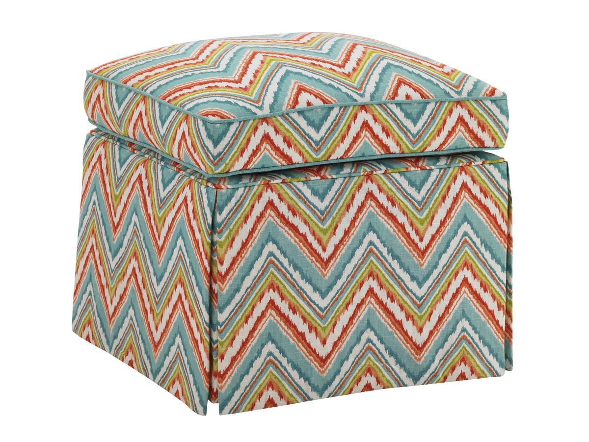 Ivory Key - Half Moon Caye Ottoman - Blue / Orange