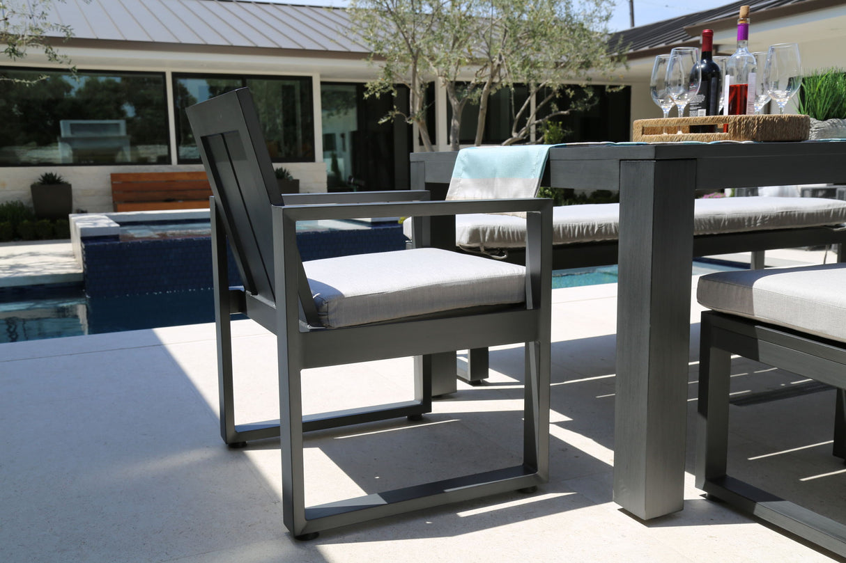 Redondo - Dining Chair, No Welt - Cast Silver / Dark Gray