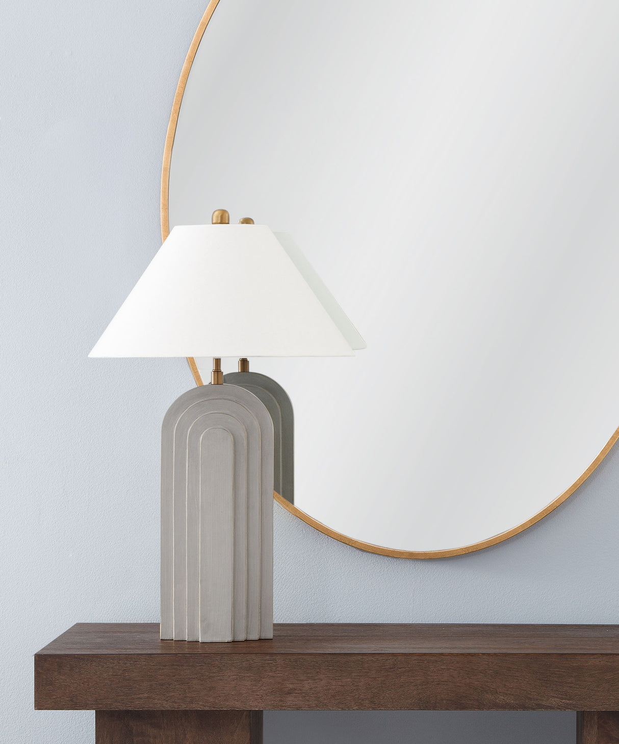 Witham - Table Lamp - Light Cement With Gold Highlights