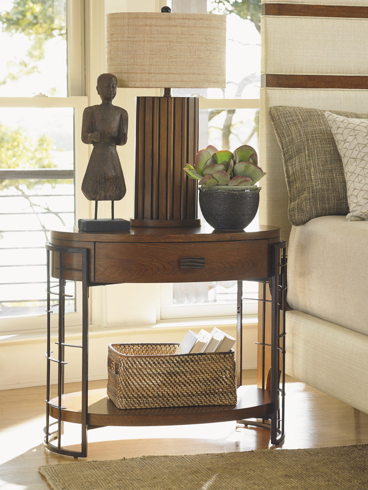 Island Fusion - Sendai High/Low Nightstand - Dark Brown