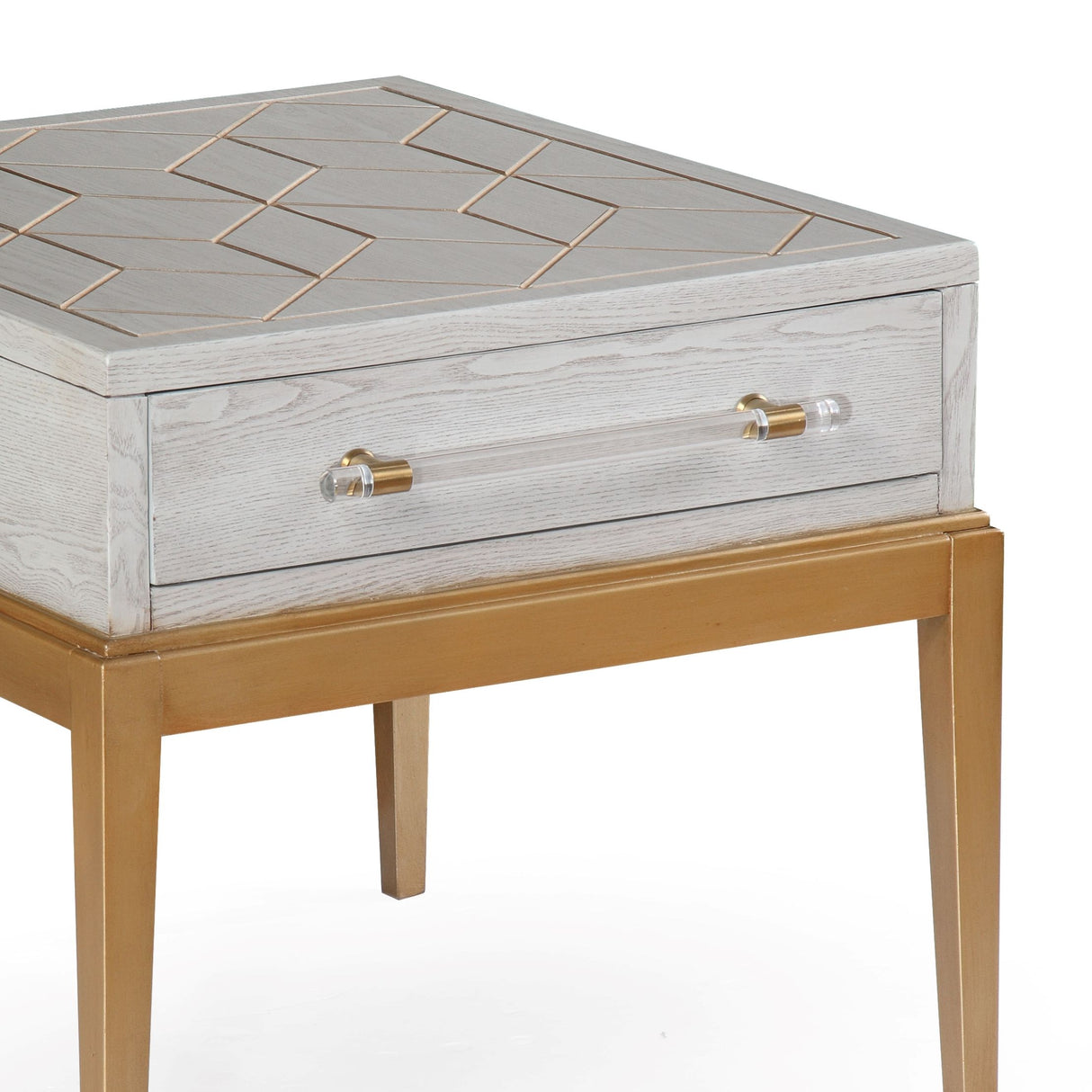 Perrine - Rectangle End Table - Silver / Gold