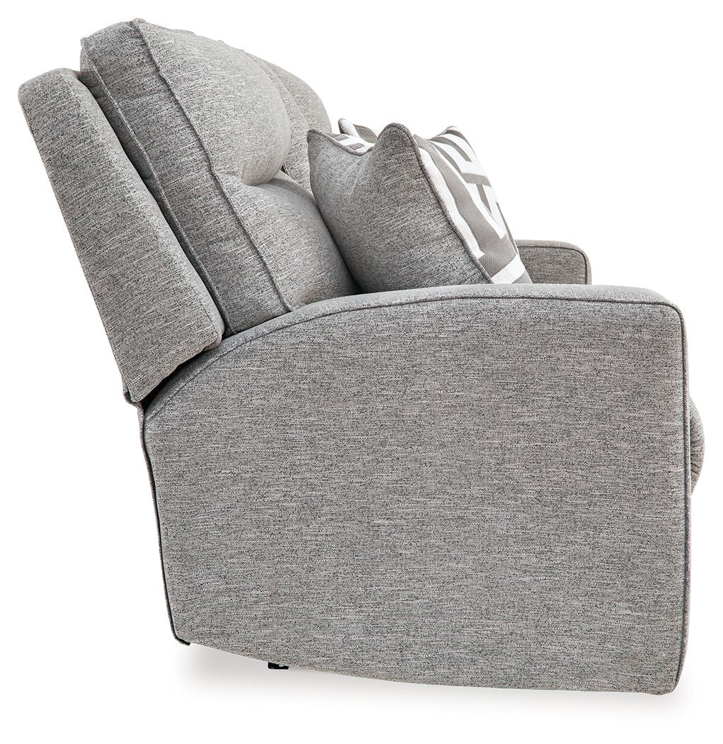 Biscoe - Power Reclining Loveseat With Console /Adj Headrest - Pewter