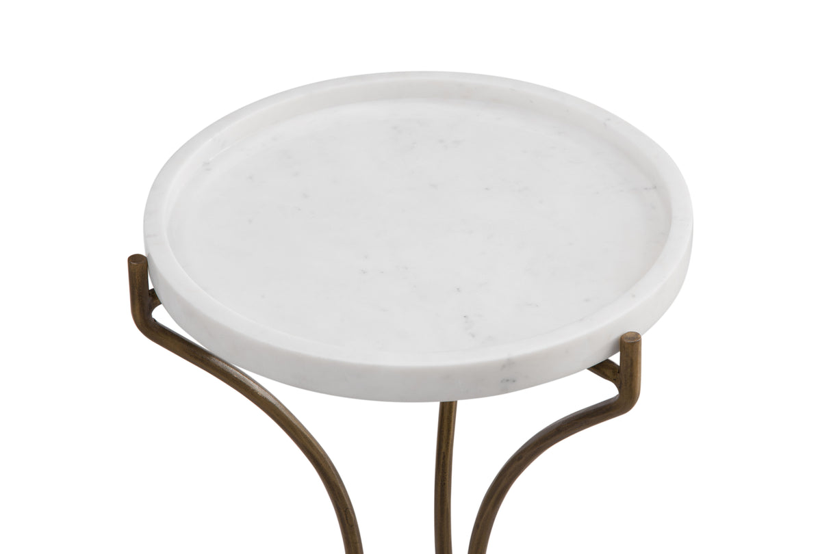Mcgowan - Accent Table - Antique Brass / White Marble