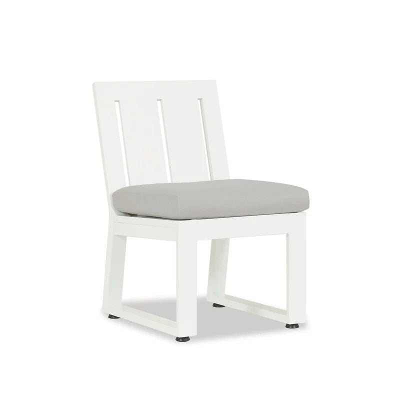 Newport - Armless Dining Chair, No Welt - Cast Silver / White