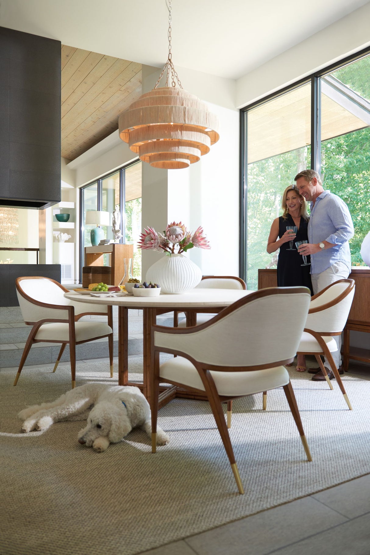 Palm Desert - Arcadia Marble Top Breakfast Table - Dark Brown