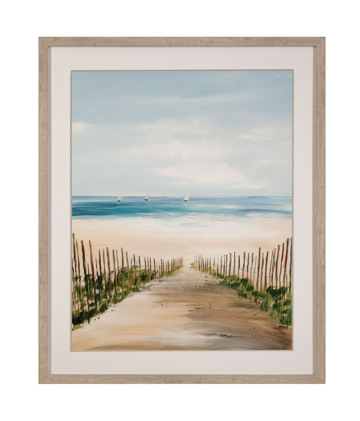 Beach Path Framed Print - Blue