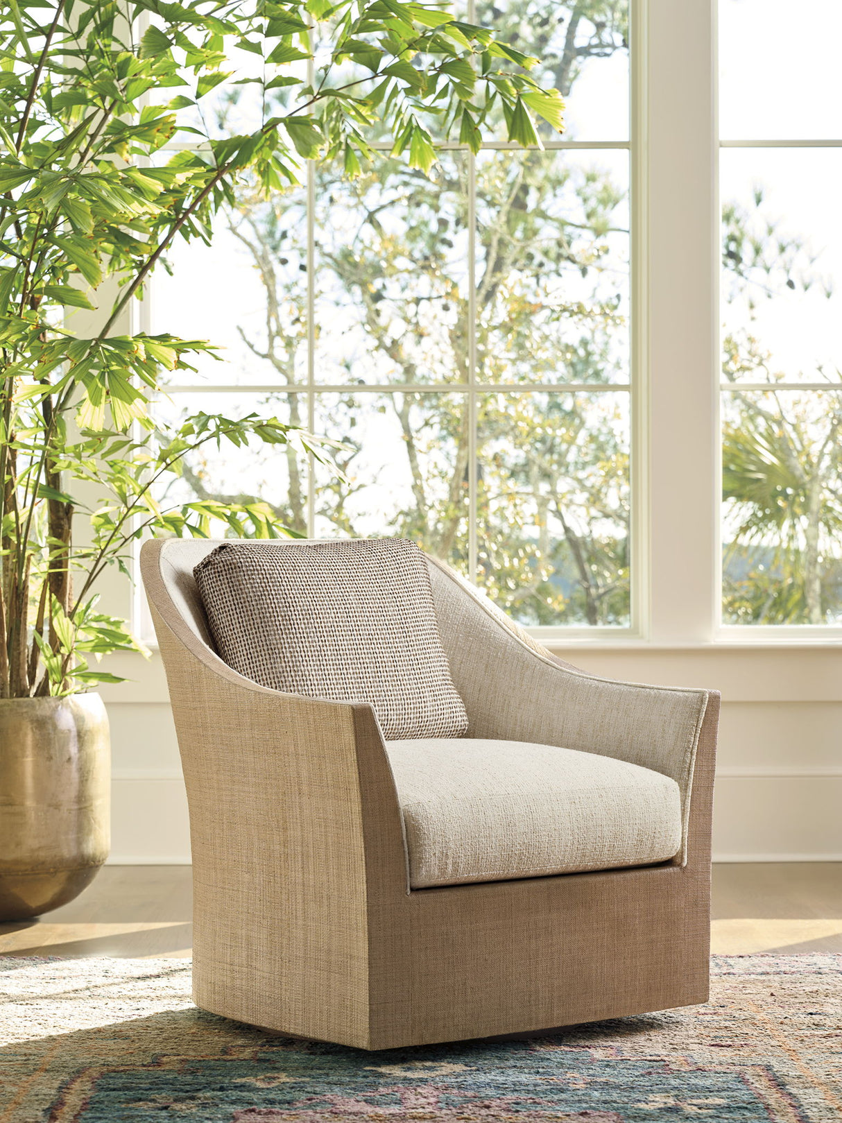 Key Biscayne - South Pointe Swivel Chair - Light Brown / Beige