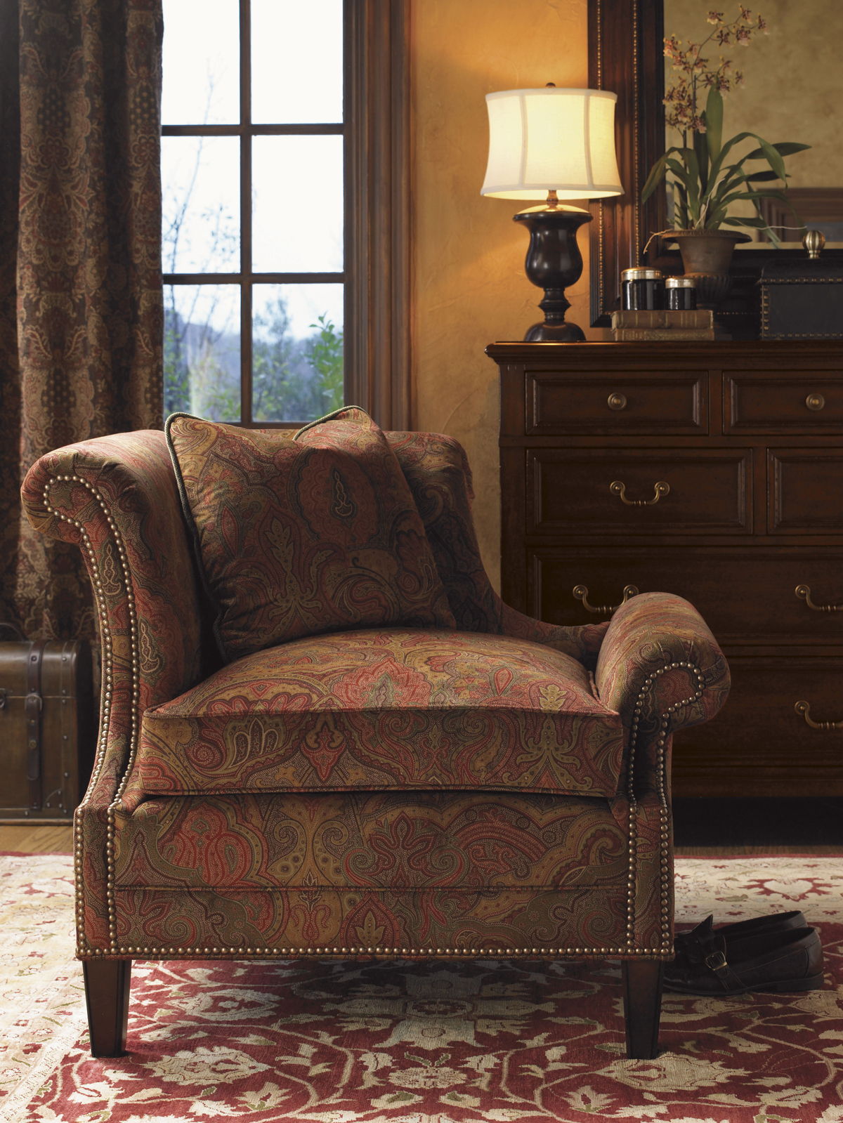 Lexington Upholstery - Braddock Left Arm Facing Chair - Dark Red