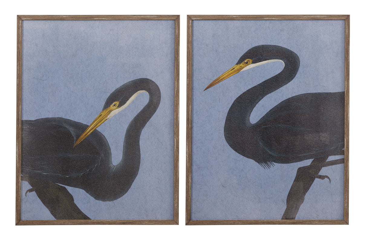 Bayou Heron II Framed Print - Blue / Black