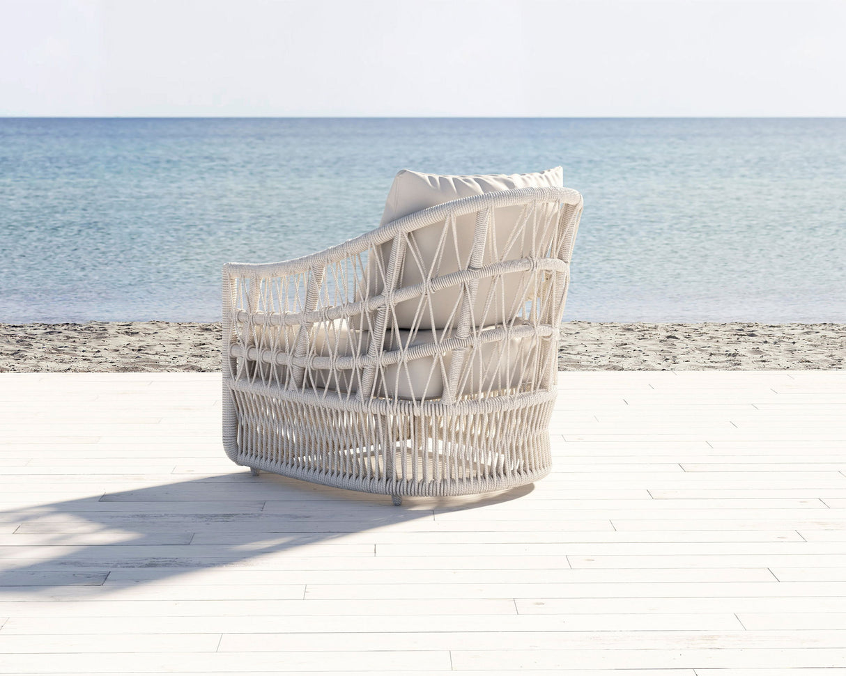 Dana - Rope Club Chair, With Self Welt - Linen Canvas