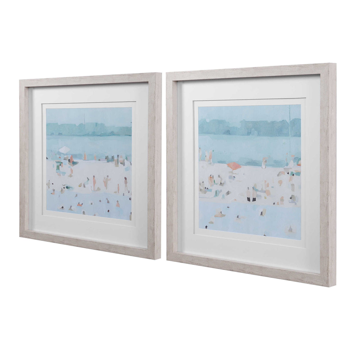 Sea Glass Sandbar - Framed Prints, Set Of 2 - Blue, Light