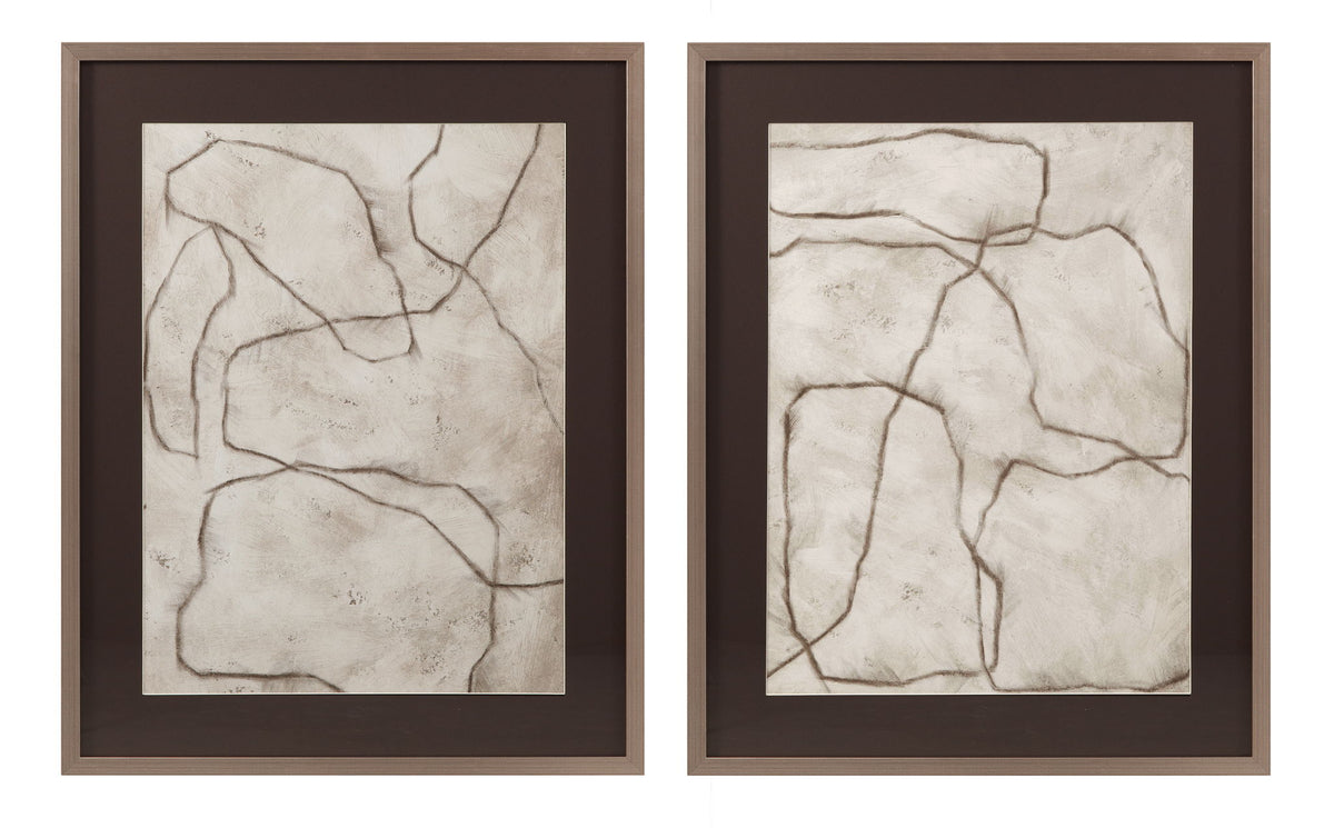 Past And Present Framed Print (Set of 2) - Gray, Off White