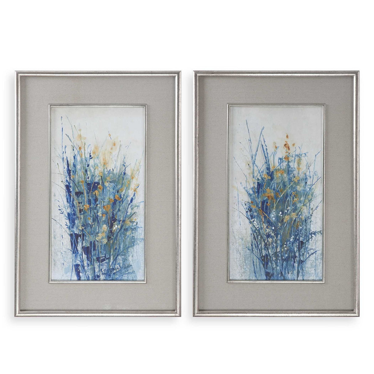 Indigo Florals - Framed Art, Set Of 2 - Blue