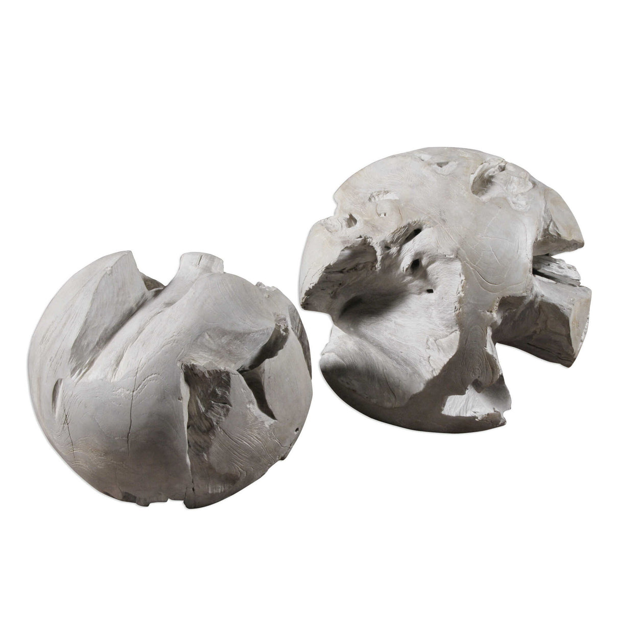 Ermanno - Teak Balls, Set Of 2 - Pearl Silver