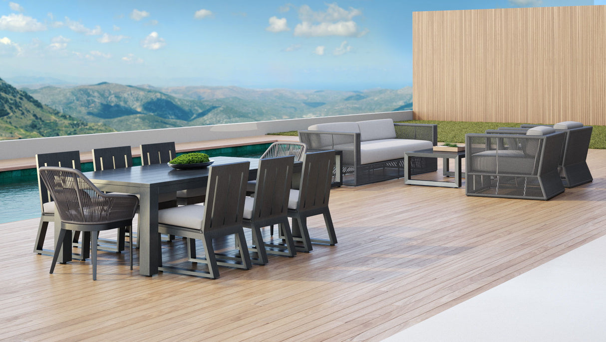 Redondo - Armless Dining Chair, No Welt - Cast Silver / Dark Gray