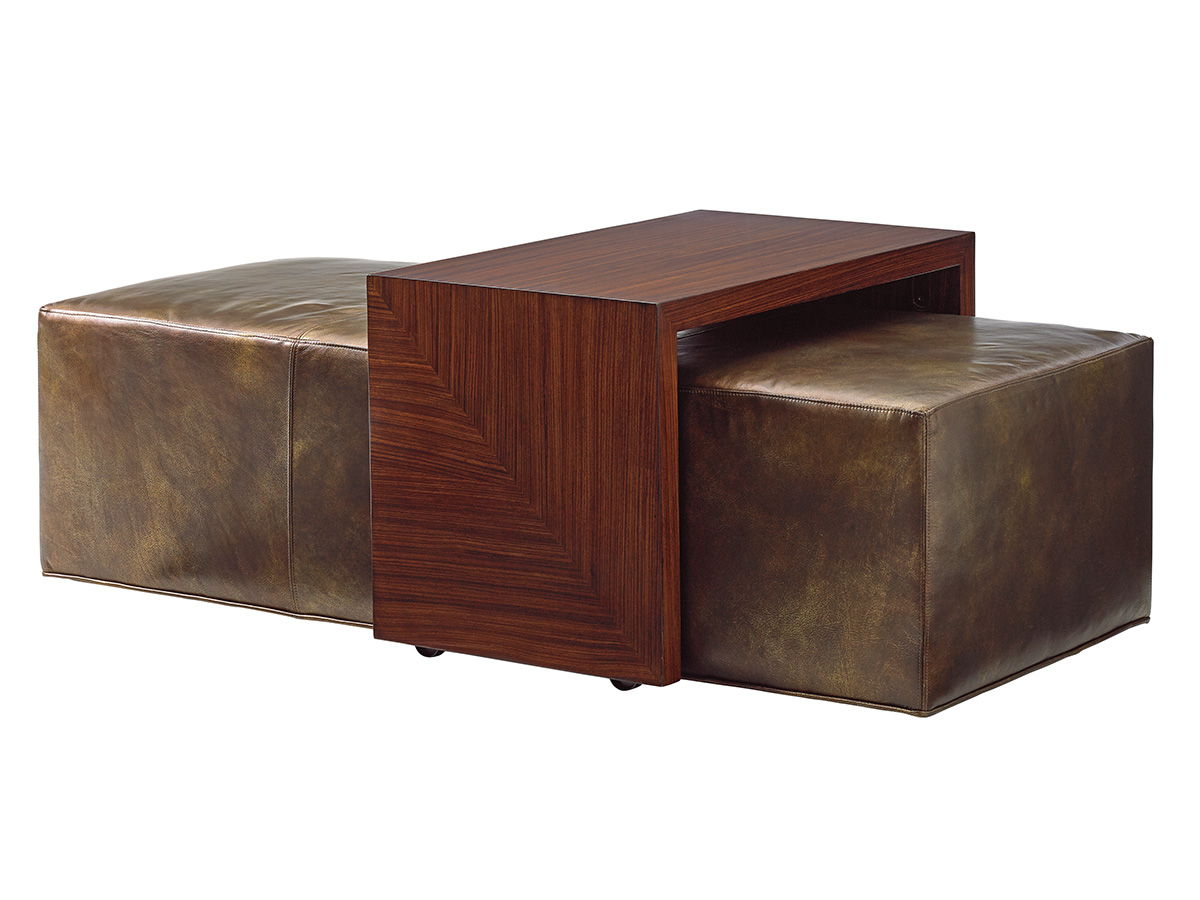Lexington Leather - Broadway Leather Cocktail Ottoman With Slide - Dark Brown