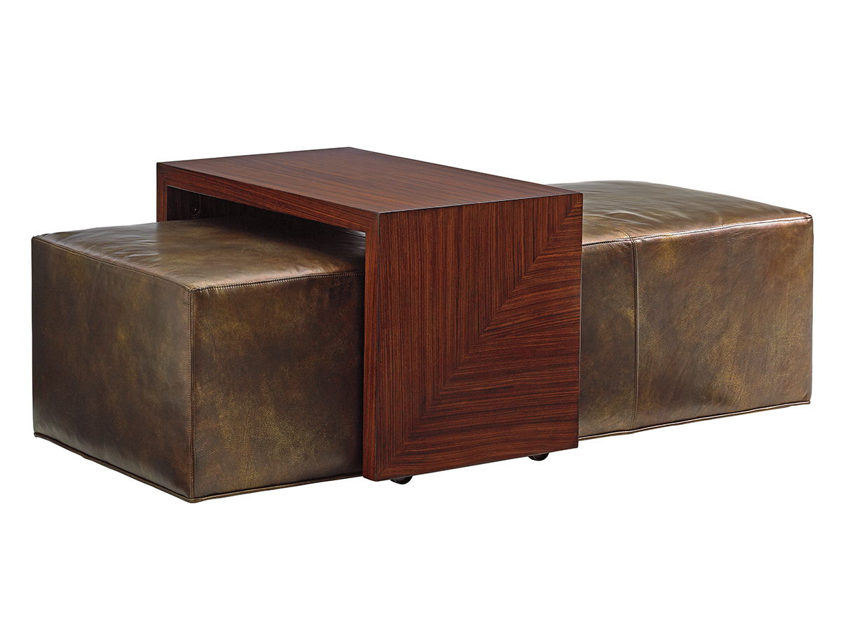 Lexington Leather - Broadway Leather Cocktail Ottoman With Slide - Dark Brown