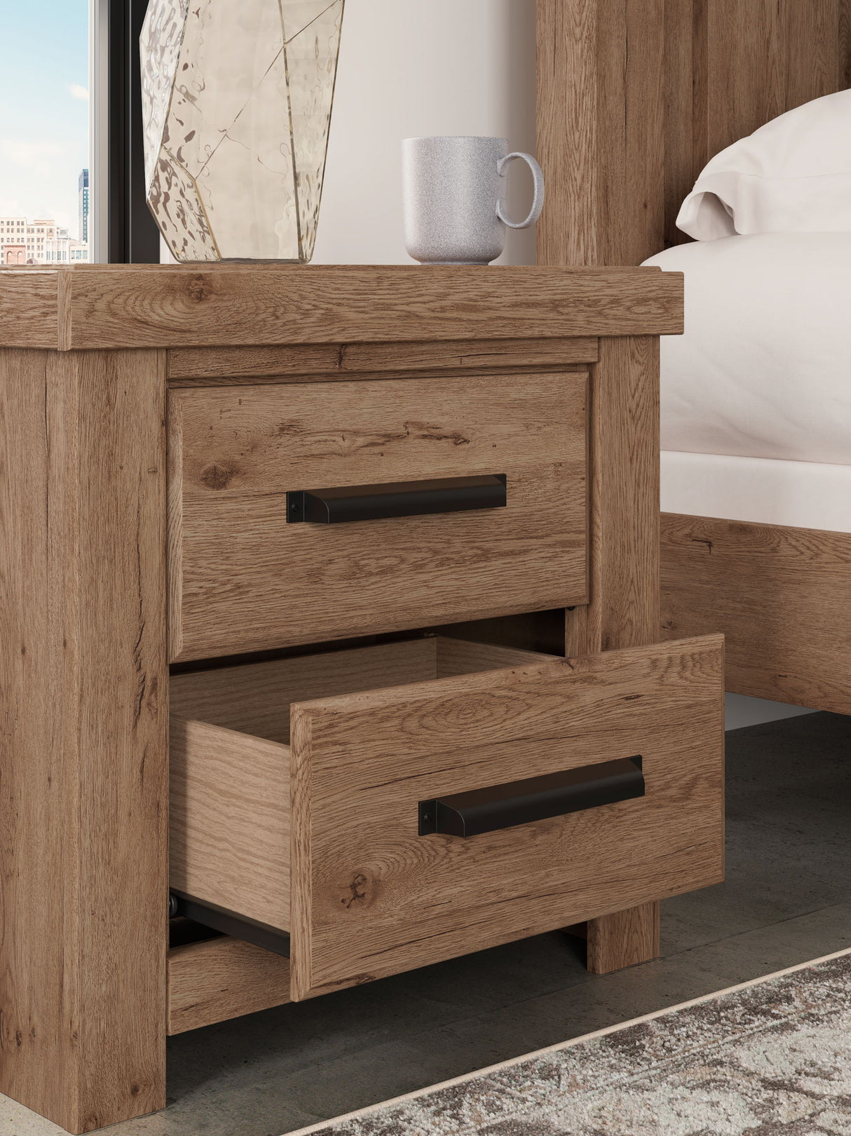 Oliandon - Two Drawer Night Stand - Light Brown