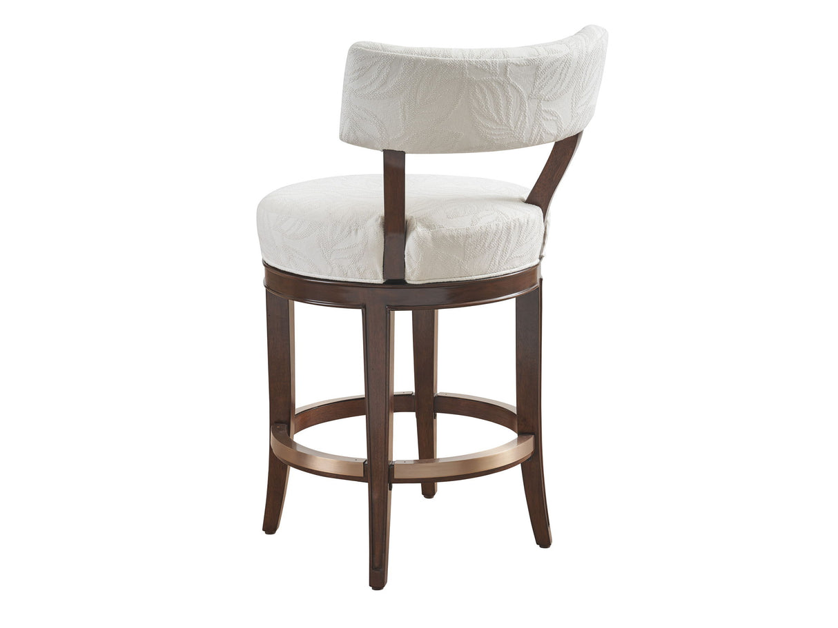 Rendezvous - Giles Upholstered Swivel Counter Stool - Dark Brown / Beige