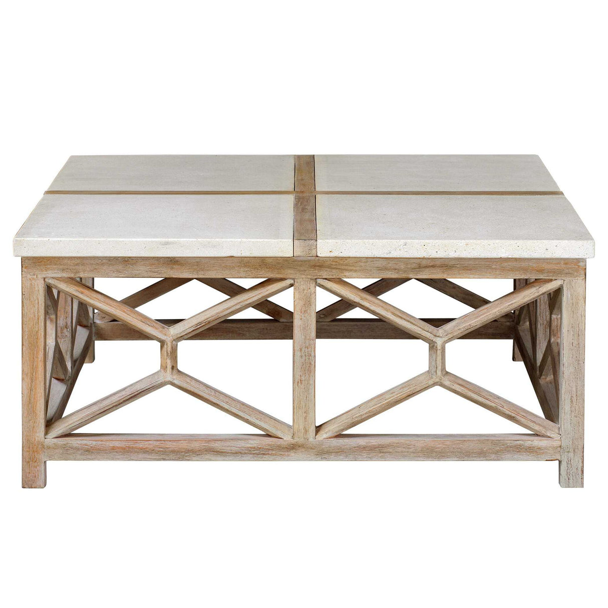Catali - Stone Coffee Table - White & Light Brown