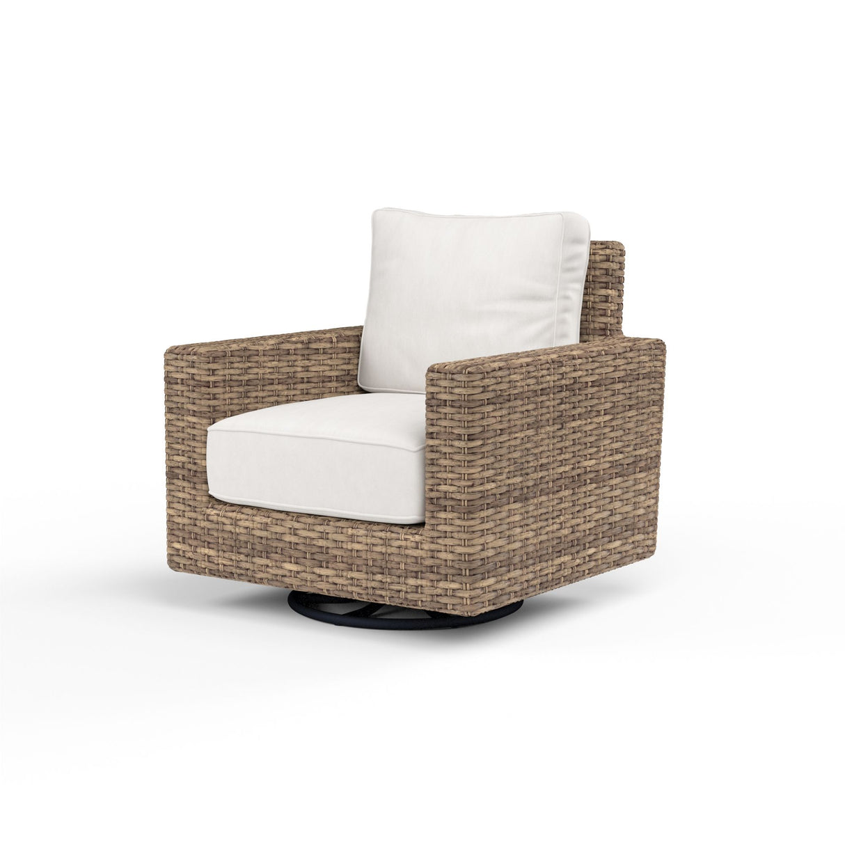 Havana - Swivel Club Rocker, With Self Welt - Canvas Flax / Dark Brown