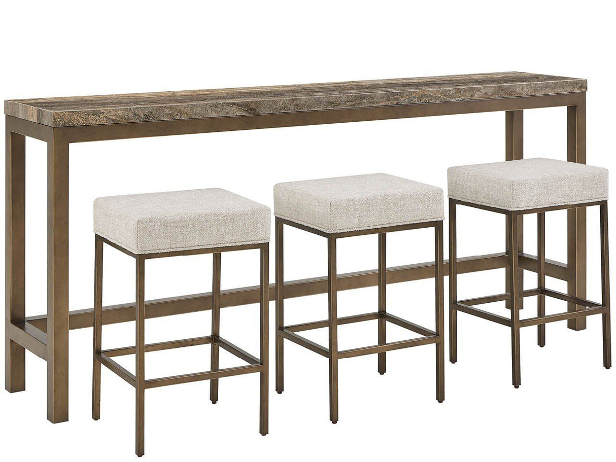 Montclair - Brindle Console With 3 Stools - Light Brown / Beige