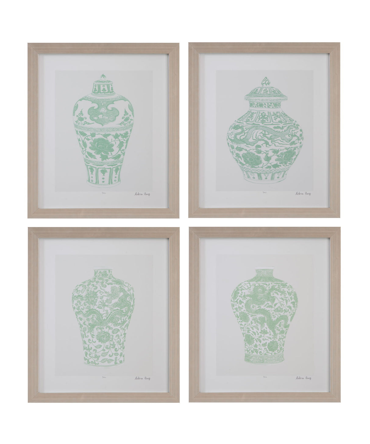 Mint Vases II Framed Print - Green / Beige