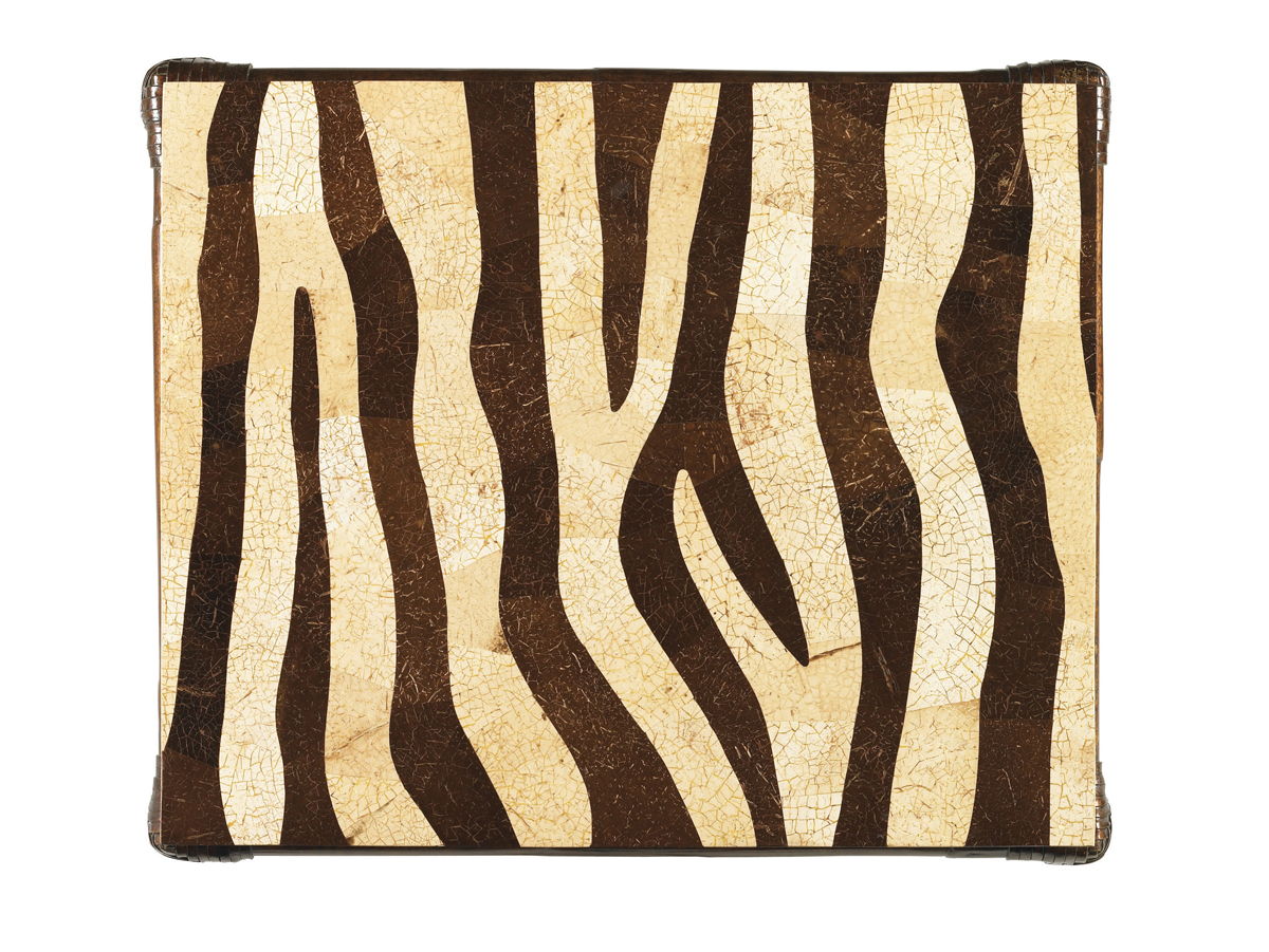 Royal Kahala - Striped Delight Accent Table - Dark Brown