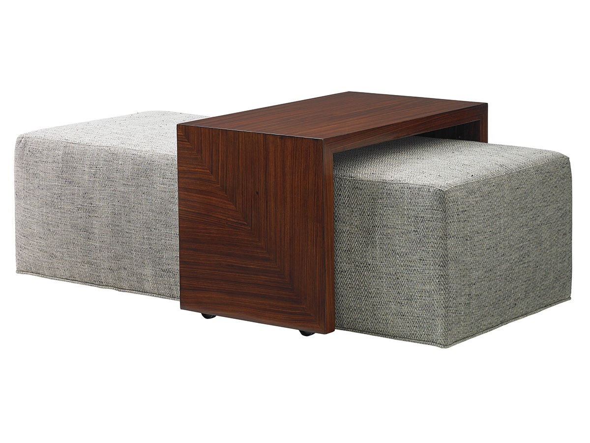Lexington Upholstery - Broadway Cocktail Ottoman With Slide - Gray / Dark Brown