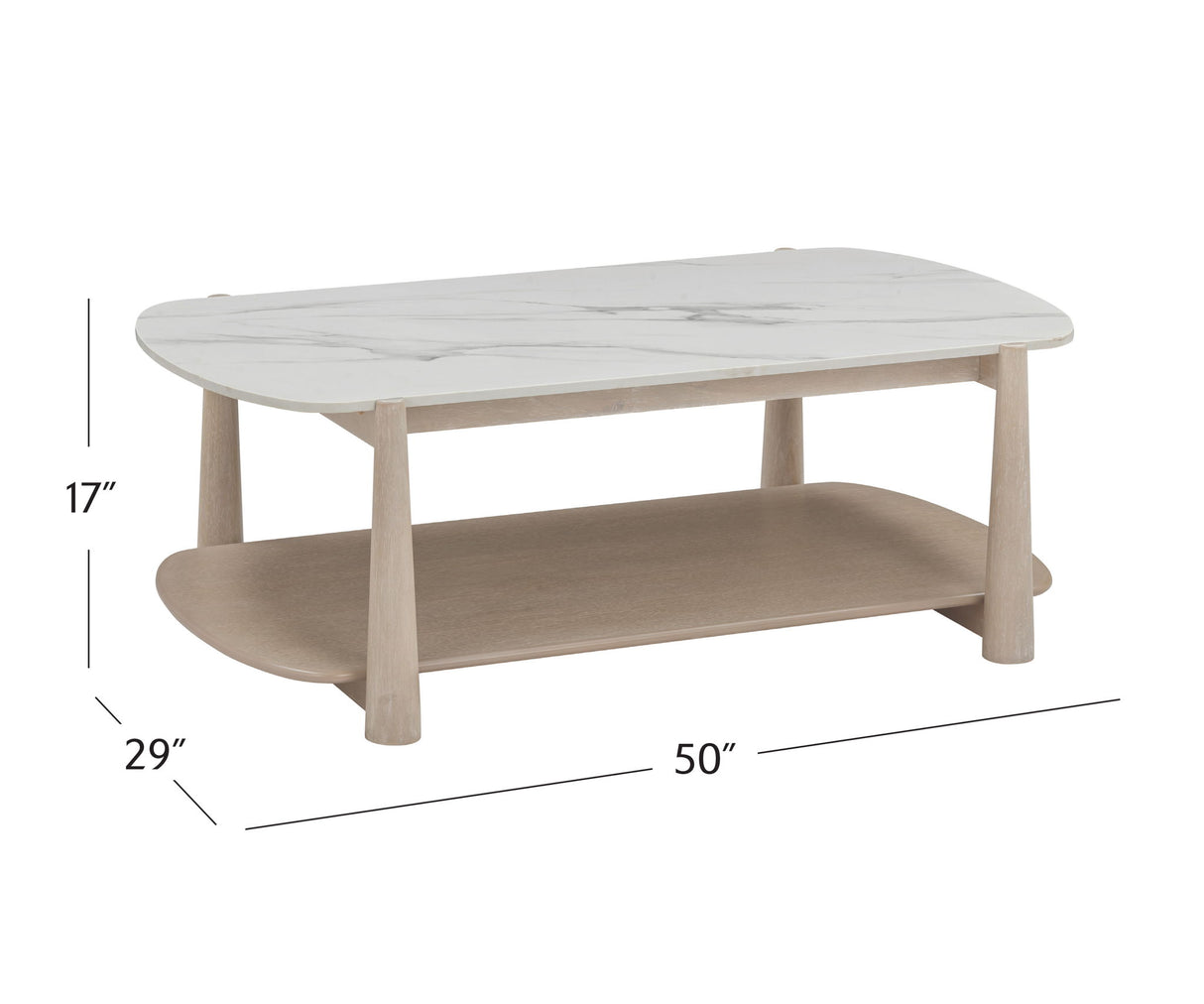 Horizons - Cocktail Table - White Oak / White Marble