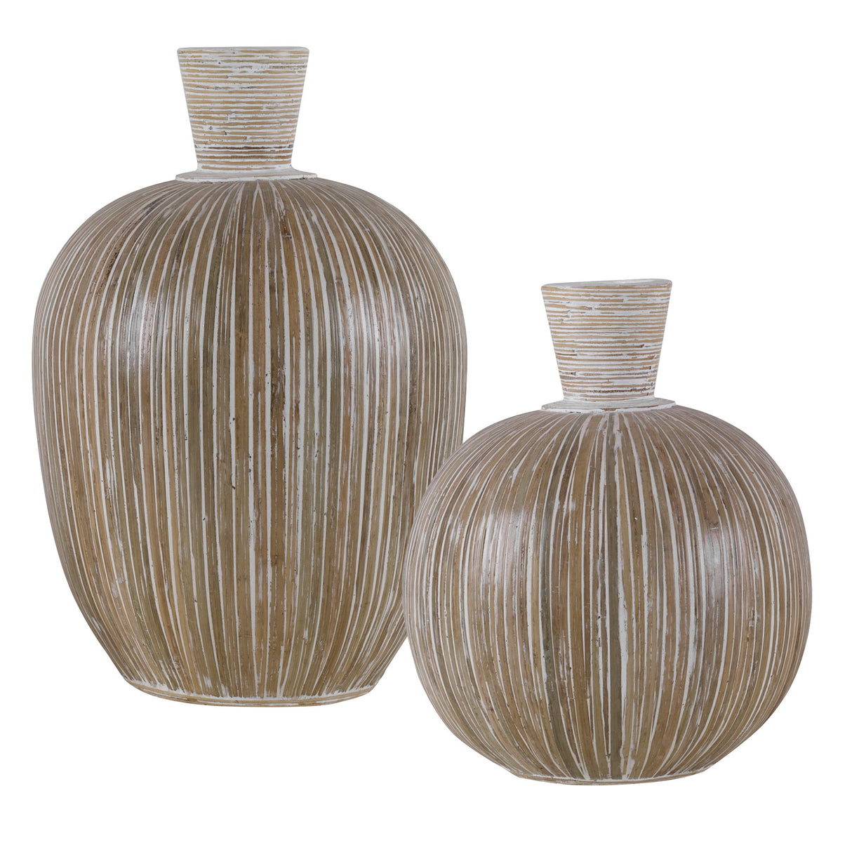Islander - Washed Vases, Set Of 2 - White