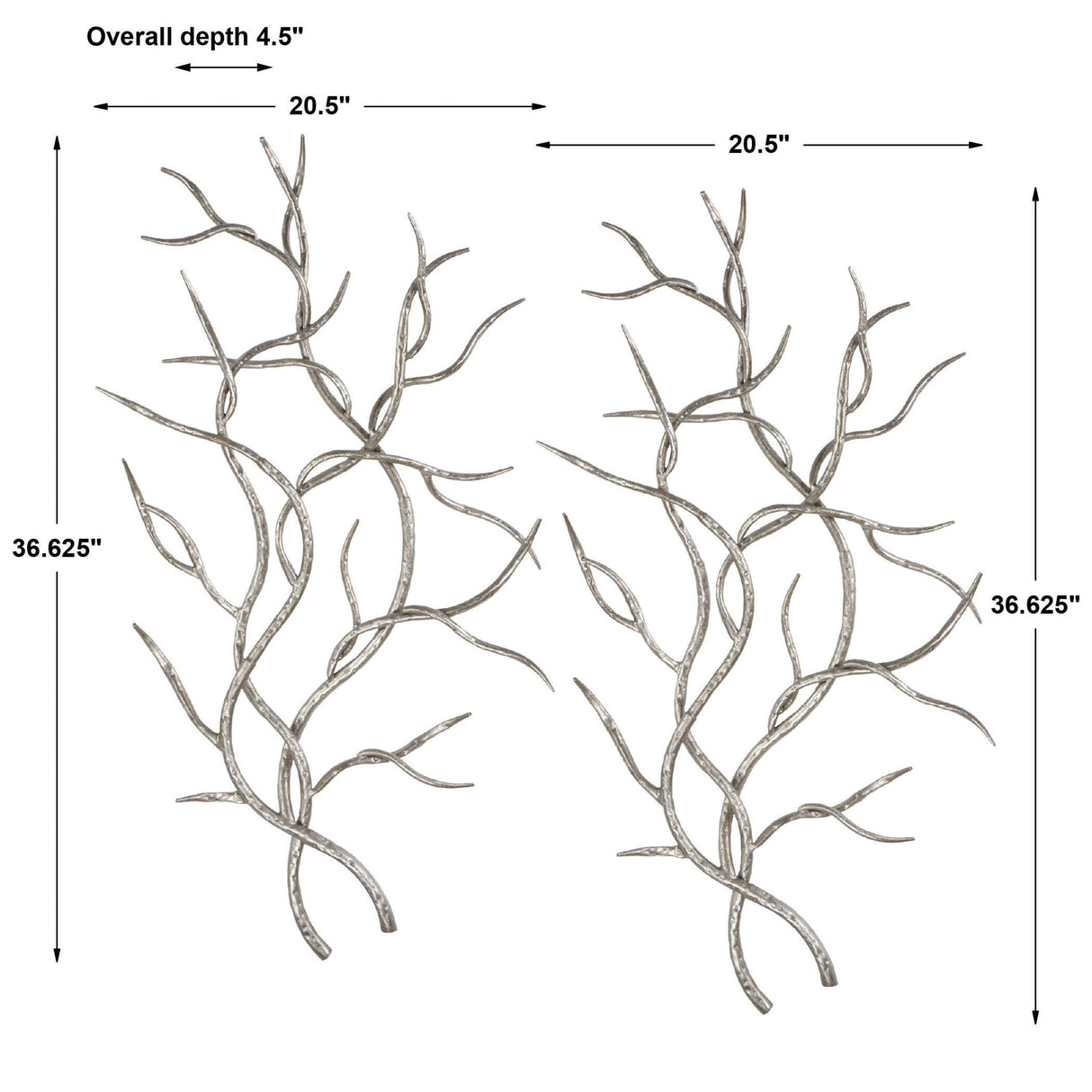 Silver Branches - Wall Art, Set Of 2 - Pearl Silver