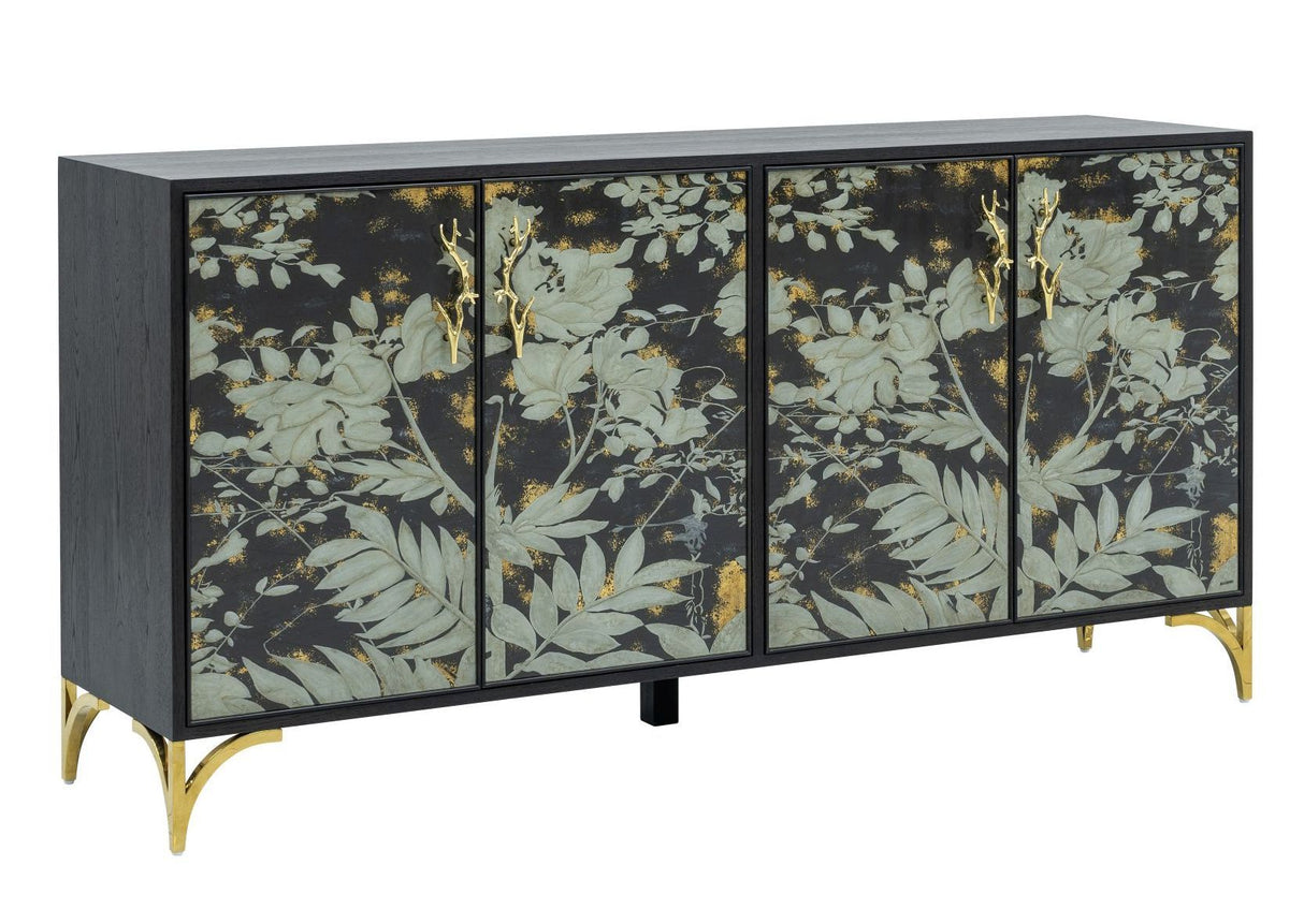 Nara - Server - Matte Black /Back-Painted Glass Doors