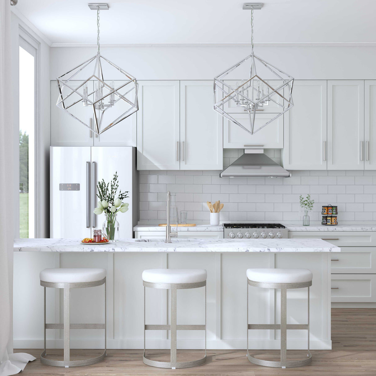 Euclid - 6 Light Cube Pendant - Nickel