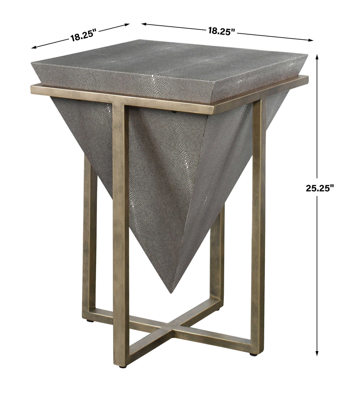 Bertrand - Shagreen Accent Table - Gray, Dark & Gold