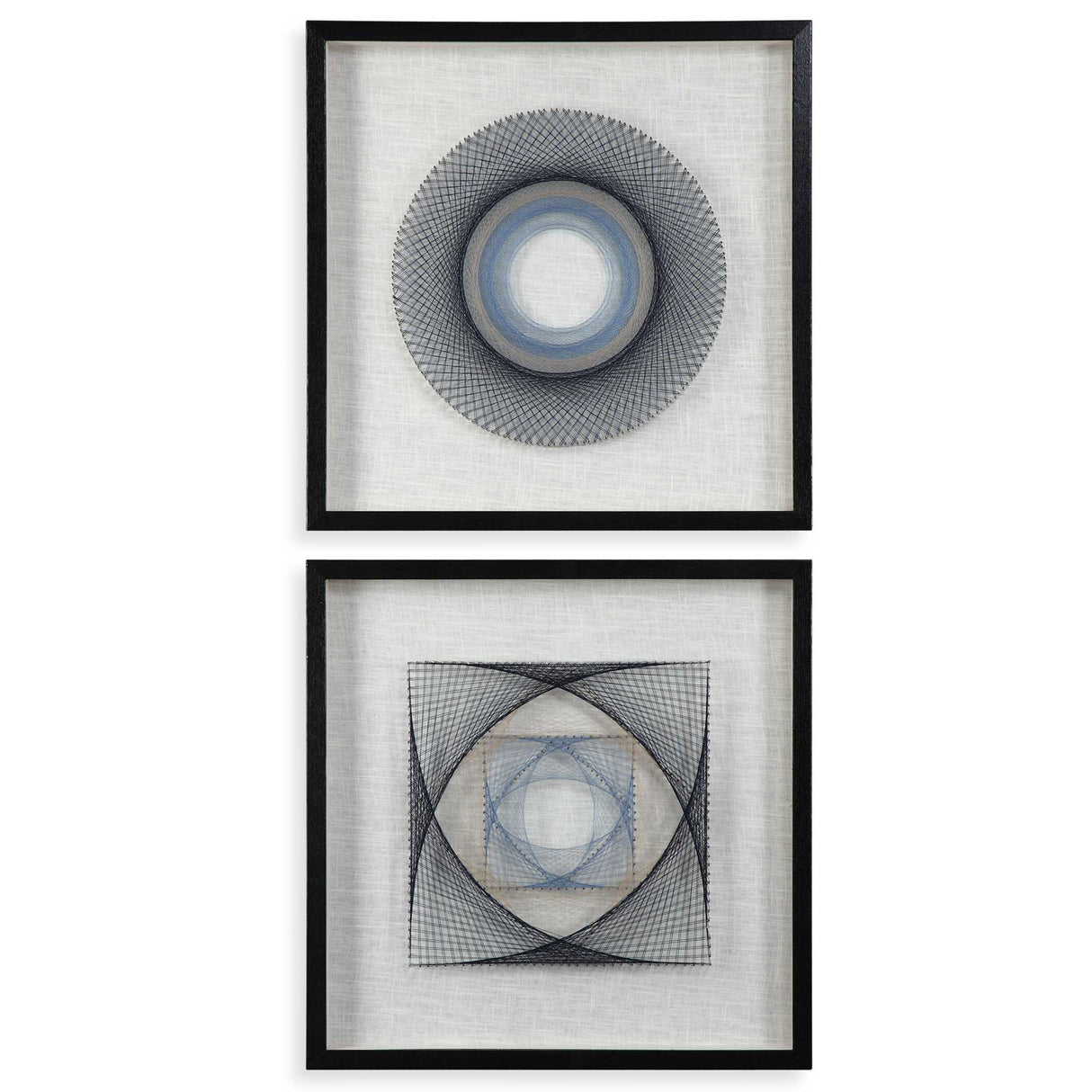 String Duet - Geometric Art, Set Of 2 - Black
