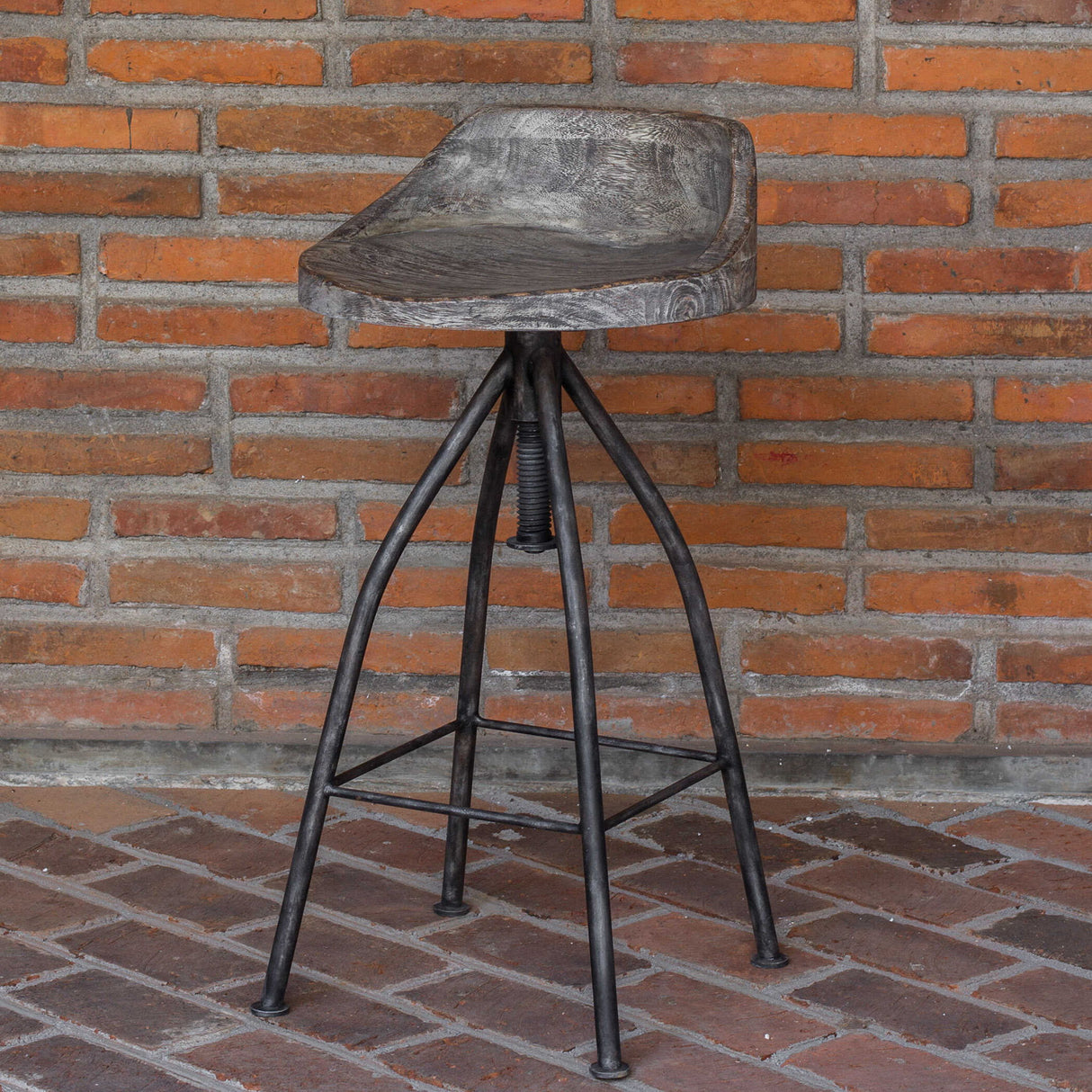 Kairu - Wooden Bar Stool - Gray, Dark