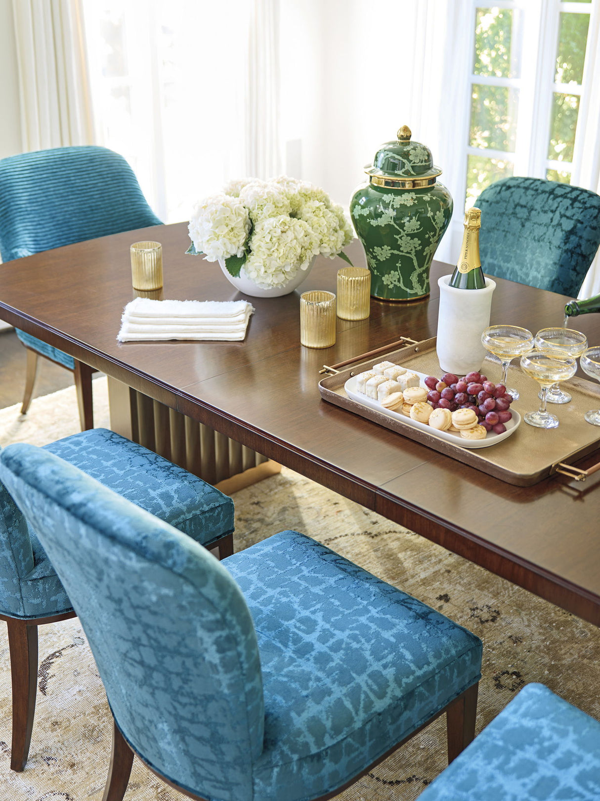 Rendezvous - Portman Double Pedestal Dining Table - Dark Brown