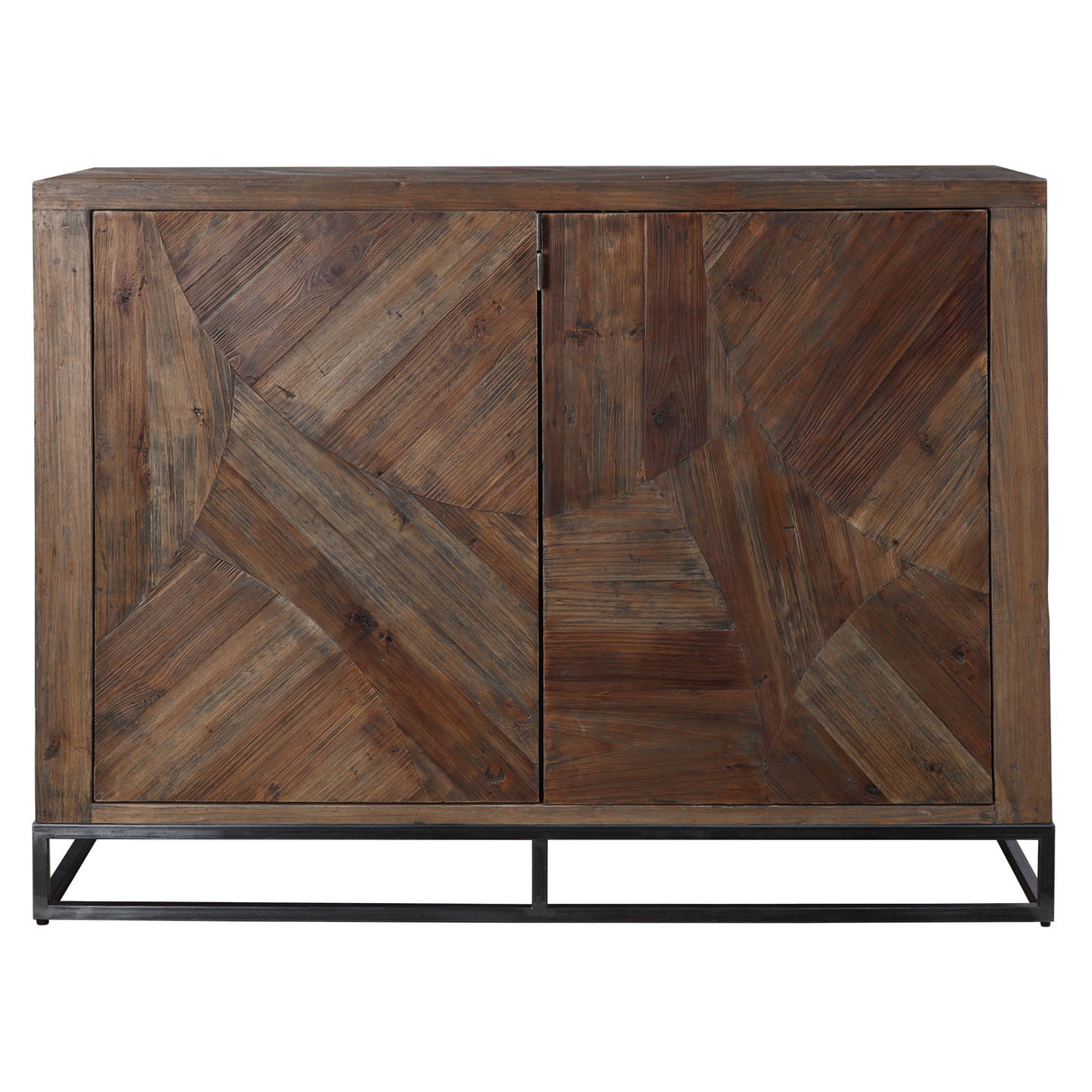 Evros - Reclaimed Wood 2 Door Cabinet - Brown, Dark